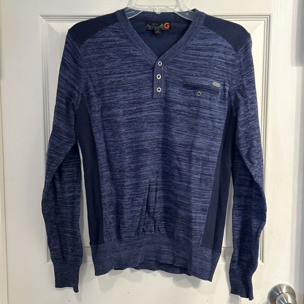 G by Guess Knit Sweater Long Sleeves VNeck Blue Size Small